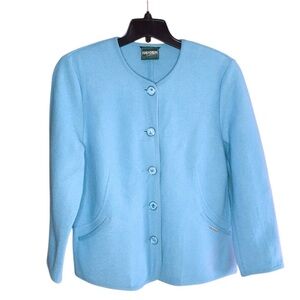Vintage Geiger Austria Pure Wool Cardigan Jacket in Sky Blue